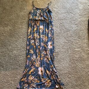 NAIF Orange Ruffled Tiered Maxi Sundress